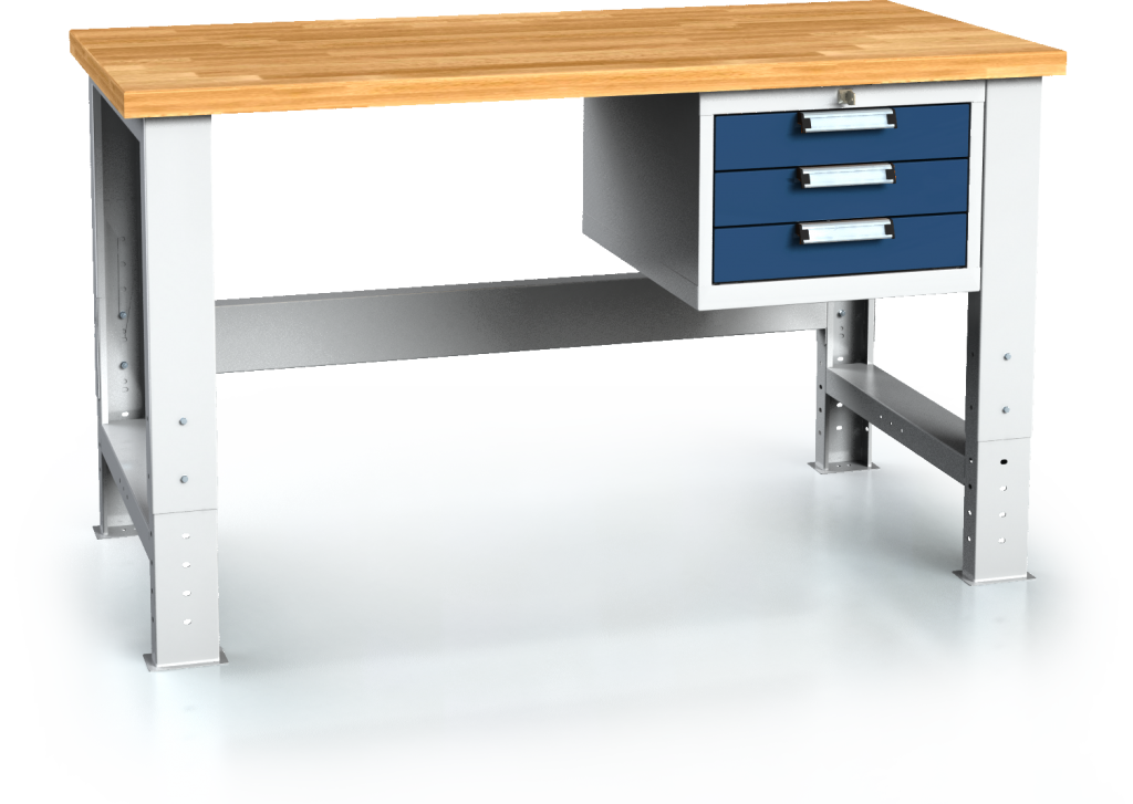 Workbenches alcera UNI - board - foot - container 700 - 1055 x 1500 x 700